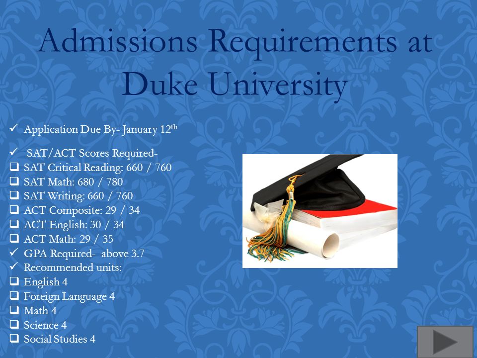 Duke Requirements for Admission